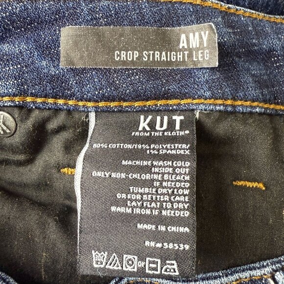 Kut From The Kloth Amy Crop Straight Leg Sz 6 Dark Wash Cuffed (Actual 31x24) - Picture 10 of 12
